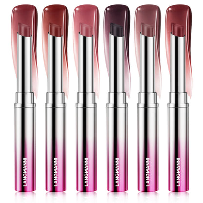 LANGMANNI 6 Colors Honey Pink Lipstick Waterproof Not Fading Sexy Nude Brown Lip Tint for Women Make Up Solid Lip Gloss Cosmetic