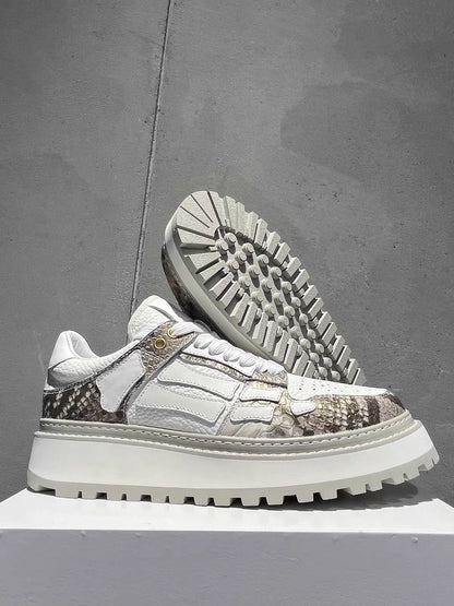 Men Genuine Leather Casual Shoes Personality Design Sport Shoe Outdoor Driving Jogging Shoes Men White Platform Sneakers...