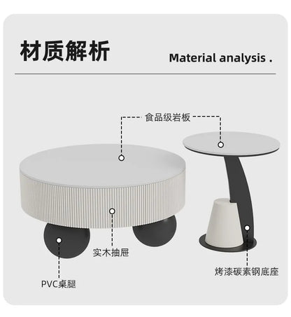 Round Designer Coffee Table Storage Nordic Aesthetic Minimalist Coffee Table Drawers Italian Simple Mesa Auxiliar Home...