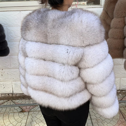 QUEENTINA Fox Fur Coat Real Winter Women'S New Fashion Furry 2025 Leather And Skin White Clothing Natural New In Coats & Jackets