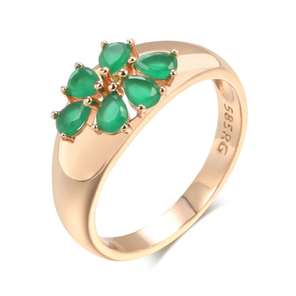 Kinel Hot Emerald Cut Natural Zircon Flower Ring for Women Unique 585 Rose Gold Color Earrings High Quality Daily Fine Jewelry