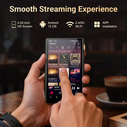 Oilsky 160GB HiFi Hi-Res Audio Player,  Bluetooth and WiFi, 4.4mm Balanced, Dual ESS DAC, 4.02" Digital DSD512 Lossless Spotify