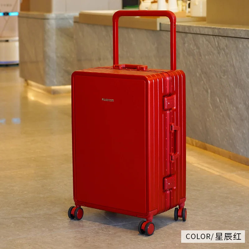 Travel Suitcase Aluminium Frame Wide Trolley Luggage Female Large Capacity Mute Universal Wheel Password Box Carry on...