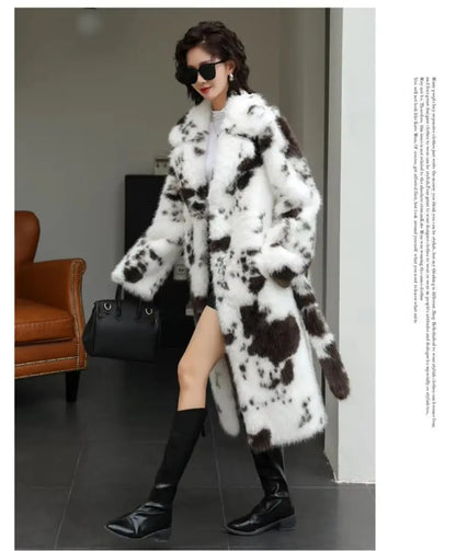 ZAROY Luxury Fluffy Faux Mink Fur Long Women's Coat Fashion Gradient Fur Winter Thick Warm Outerwear  Brand Design Overcoat шу