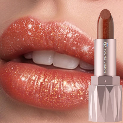6 Colors Pearlescent Metallic Glitter Velvet Lipstick Waterproof Lasting Gold Reddish Brown Matte Shimmer Lip Tint Korean Makeup