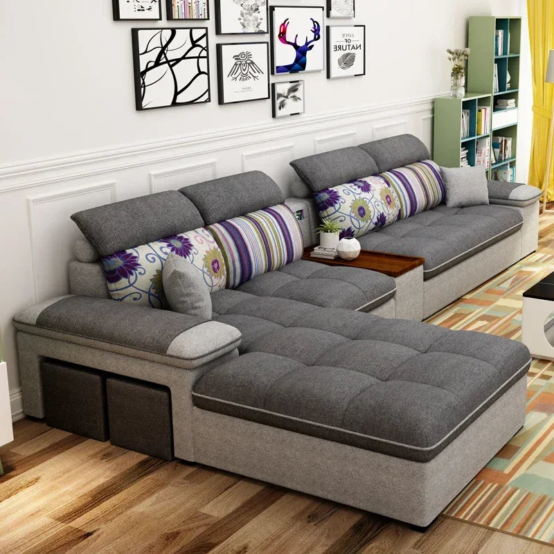 A Klassische stoff sofa moderne weiß wohnzimmer möbel sofa set l form hochzeit Sectional Sofa | Kimlud Luxury Sofa