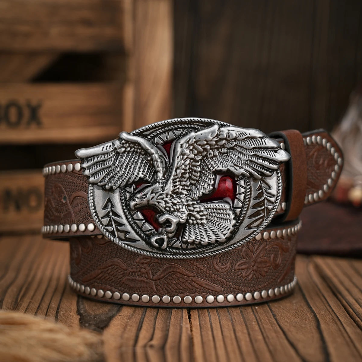 Men - Women - Western Denim - pu leather - Belt - Vintage jeans with needle buckle brown belt | Kimlud Mid Range Pants
