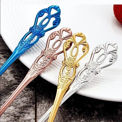 Golden Stainless Steel Cutlery Set Royal European Spoon Fork Complete Tableware Retro Design Dishwasher Safe Elegant...