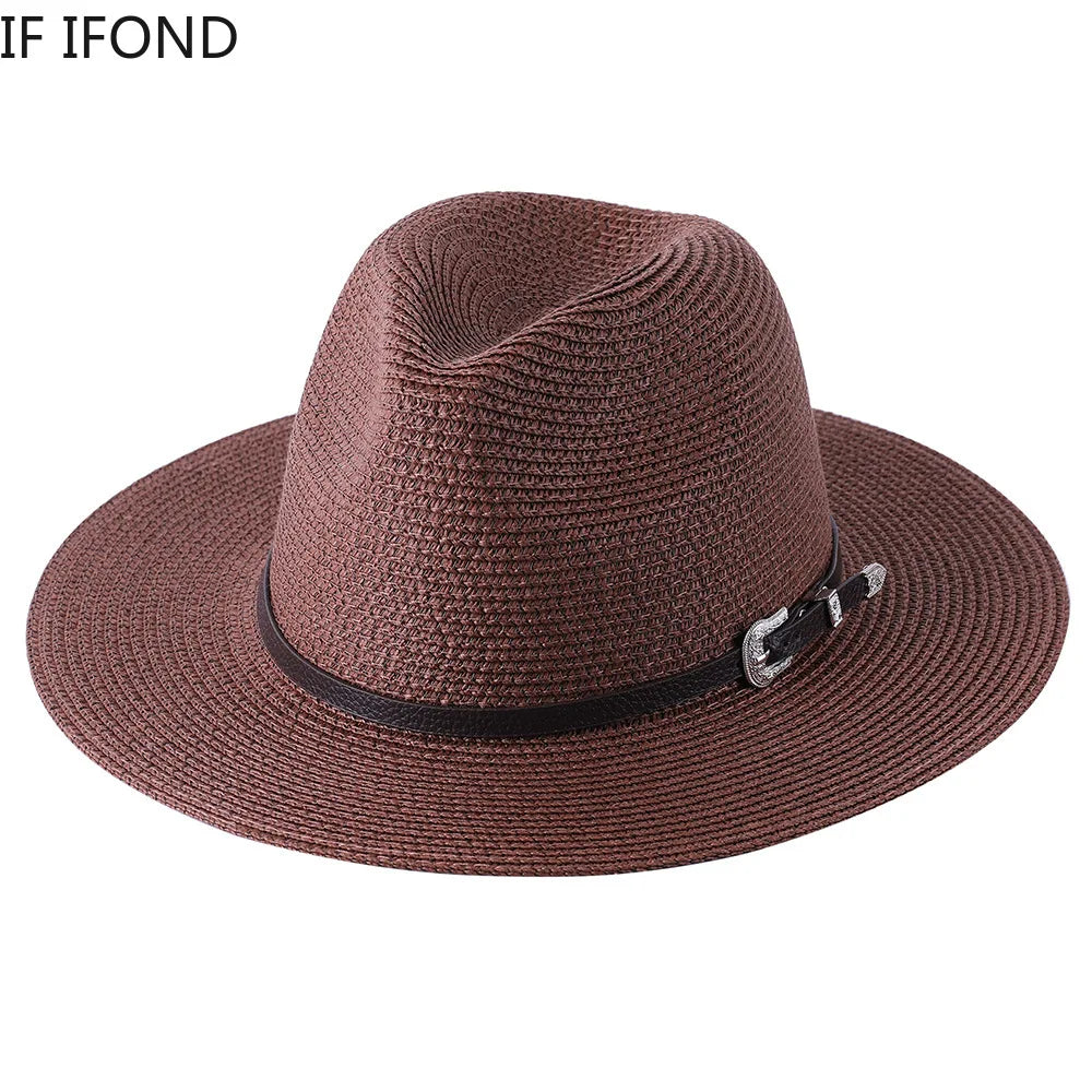 60CM Big Size Fashion Straw Parent-Child Hat For Women Men Summer Paper Panama Jazz Beach Hats Travel UV Protection Sun Cap