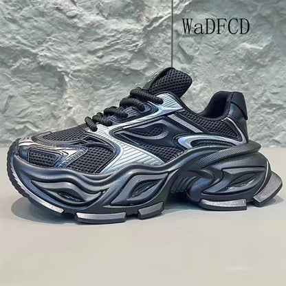 Chunky Sneaker Men Original Designer Breathable Sport Shoes Fashion Casual Leather Fabric Height Increased Platform Tennis Shoes
