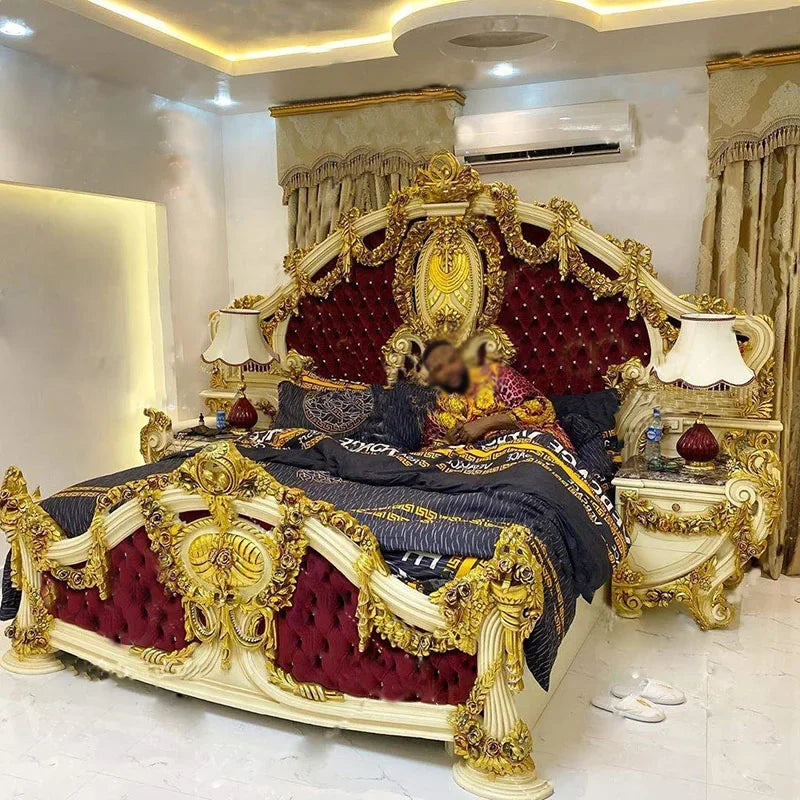 European Double Queen Bed Headboards Vintage Square Romantic Simple Trendy Unusual Bed Light Luxury Beliche Lounge Furniture - Kimlud