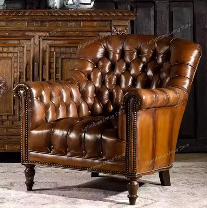 Genuine Leather Living Room Chairs Design Classic Relaxing Comfy Chairs Living Room Luxury Relaxing Poltrone Moderne...