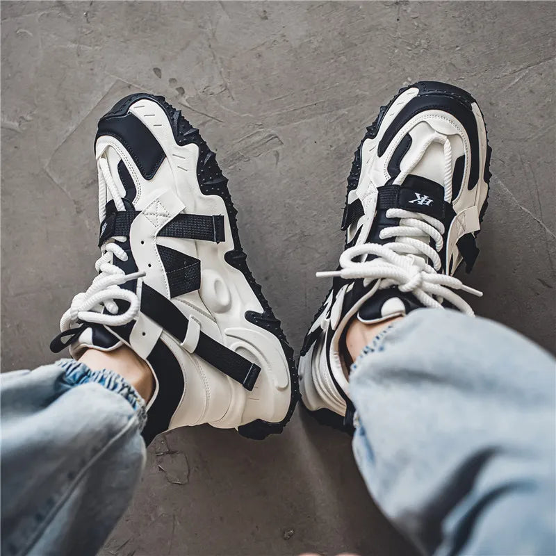 Spring Autumn New Exquisite Men's Casual Sneakers Fashion Trend Thick soled Height Increasing Breathable Outdoor Running Shoes