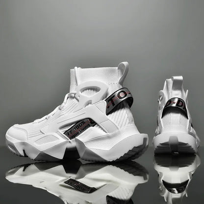 2026 New High-top Socks Shoes Chunky Sneakers Men White Trend Street Light Sports Running Shoes Big Size 45 46 Walking shoes
