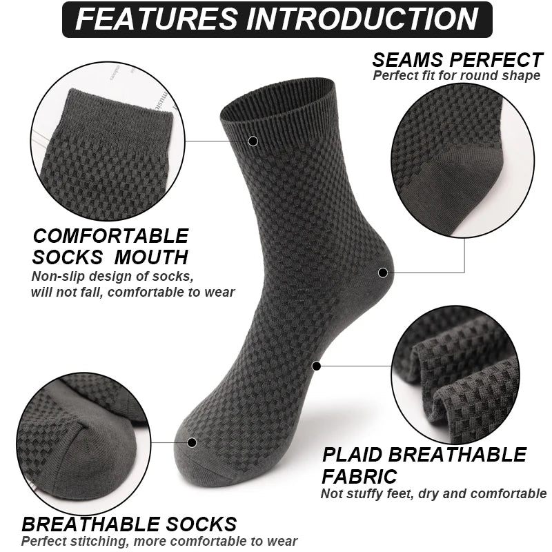 High Quality 10 Pairs/lot Men Bamboo Fiber Socks Breathable Compression Long Socks Business Casual Male Large size 38-45...