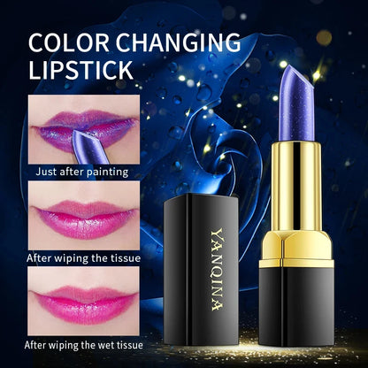 YANQINA Blue Temperature Color Changing Lipstick Waterproof Long-Lasting Non-Fading Non-Transfer Moisturizing Lip Stain...