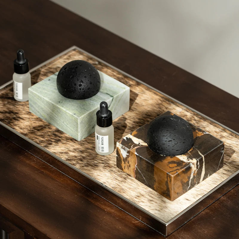 Black Lava Rock Stone Diffuser with Marble Base, Luxury Essential Oil Diffusers for Home Offices Yoga Sauna SPA | Kimlud...