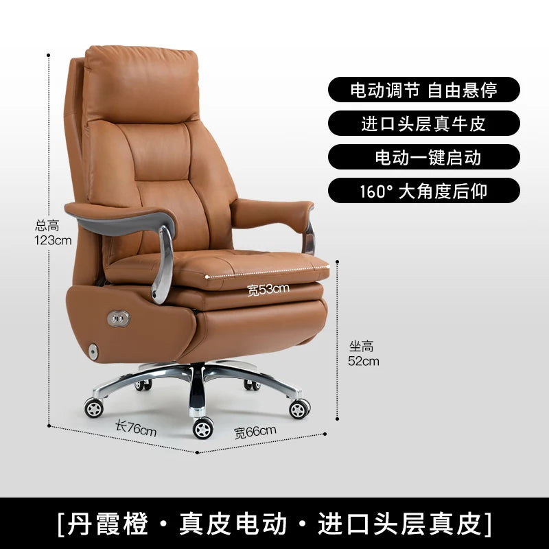 Electric Leather Boss Chair Modern Design Comfortable Ergonomic Trendy Chair Swivel Arm Footrest Salon Silla Oficina...