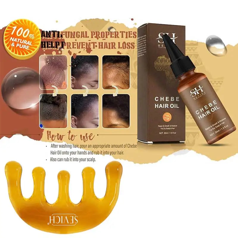 SEVICH Chebe Hair Growth Oil And Scalp Massager Comb Tool Set Chebe Oil Scalp Hair Strengthening Serum Hair Growth...