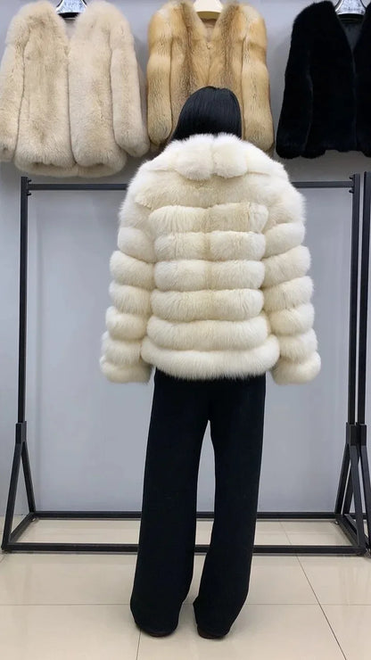 Winter High-End Young Women's Fox Fur Coat Colorful Sable Genuine Finland Imported Jacket 2025 Style for Fashionable Ladies