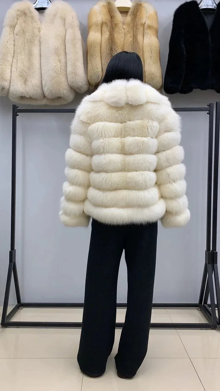 Winter High-End Young Women's Fox Fur Coat Colorful Sable Genuine Finland Imported Jacket 2025 Style for Fashionable Ladies