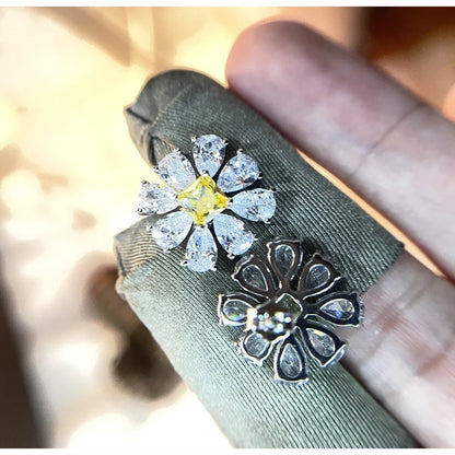 925 Sterling Silver Big Flower Stud Earrings for Women Fashion Paraiba Tourmaline Gemstone Wedding Party Jewelry Gift |...