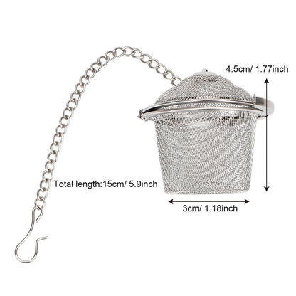 Stainless Steel Mesh Herbal Ball Reusable Tea Spice Strainer Teakettle Locking Tea Filter Seasoning Ball