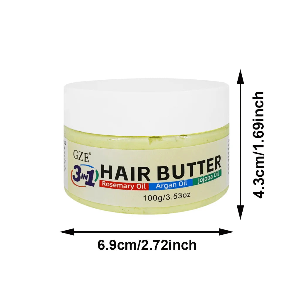 GZE 3 in 1 Hair Butter Nourishing Cream with Rosemary, Argan & Jojoba Oils for Deep Conditioning, Frizz Control, Stong Hair Root - Kimlud