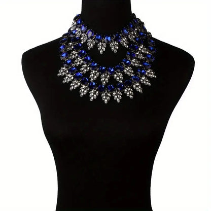 Dvacaman Statement Luxury Bib Rhinestone Choke Necklace for Women,Wedding Party Jewelry Accessories