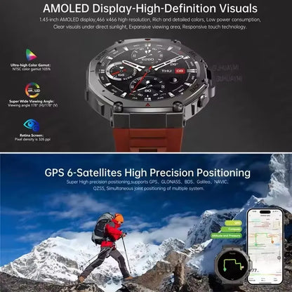 T-Rex 3 Built-in Dual-band GPS Military SmartWatch Men Compass Altimeter Barometric 10ATM&IP69K Waterproof 170+ Sport Smartwatch