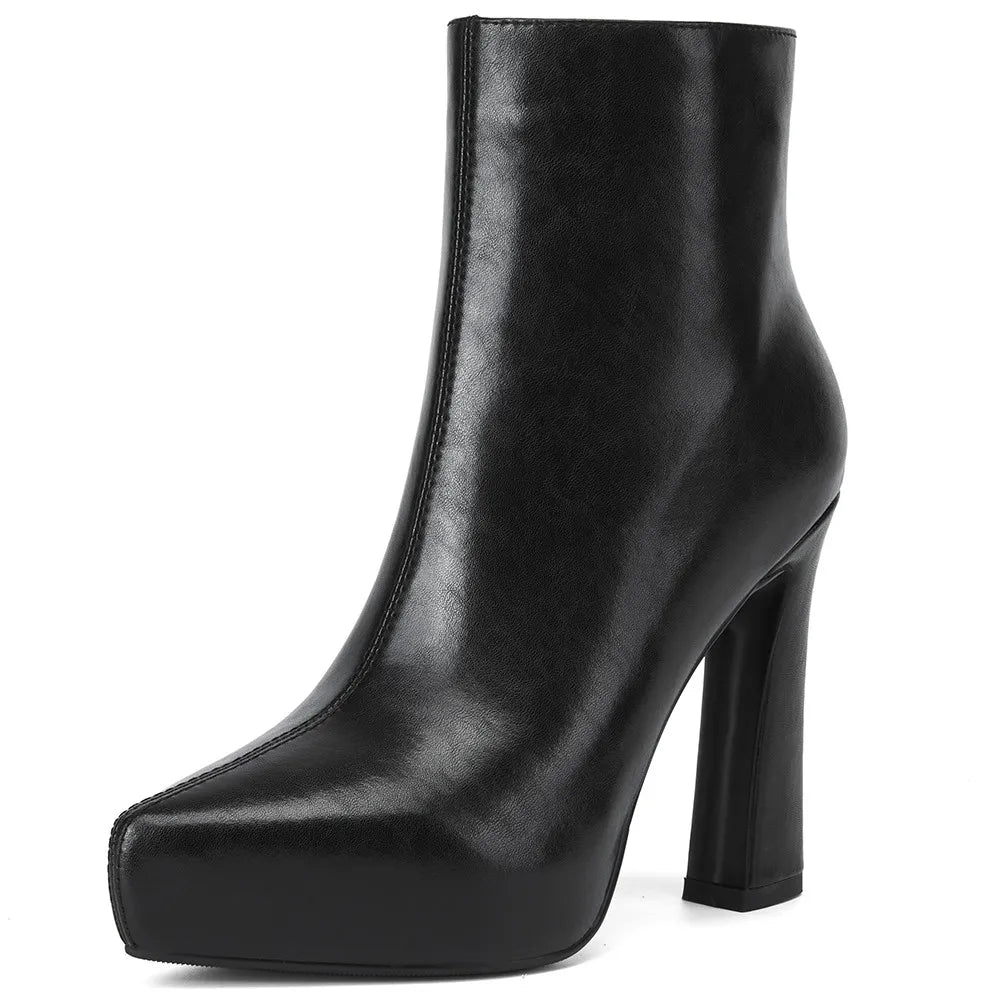 MILI-MIYA New Arrival Middle Splicing Women Cow Leather Ankle Boots Pointed Toe Thick Heels Zippers Solid Color Handmade