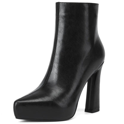 MILI-MIYA New Arrival Middle Splicing Women Cow Leather Ankle Boots Pointed Toe Thick Heels Zippers Solid Color Handmade