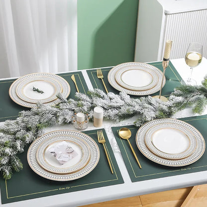 European Ceramic Steak Plates Household Tableware Golden Bead Ceramic Plates Western Food Plate Banquet Dessert Plates Kitchen