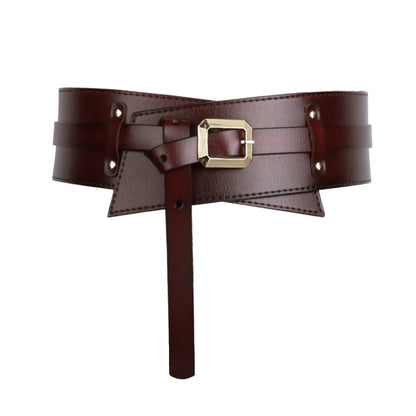 Medieval Leather Waist Belt Women Corset Wide Belts Girdle Belts Wide Cowhide Pin Buckle Waistbands For Dress Coat Decor