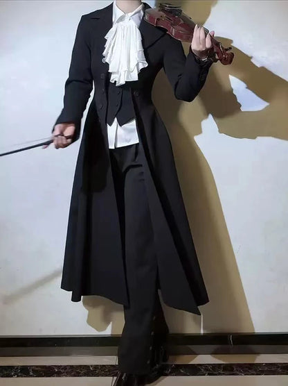 Japanese Y2K Patchwork Midi Coats Women Gothic Dark Academic Double Breasted Jackets Fashion Streetwear Slim Lapel...