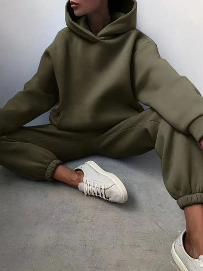 Winter Two Piece Sets Women Tracksuit Oversized Suit 2021 Autumn Trouser Suits Female Sweatshirt Solid Sports Hoodie...