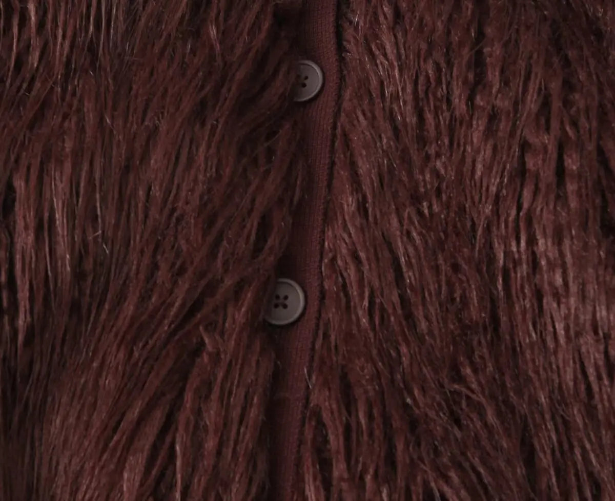 Women's Faux Fur Warm Jacket Fashion Vintage Winter Casual Single Breasted Coat Long Sleeves Stand Collar Short Tops Outwear