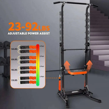 Power Tower Pull Up Bar Station Assistive Trainer, Multi-Function Adjustable Height Dip Station for