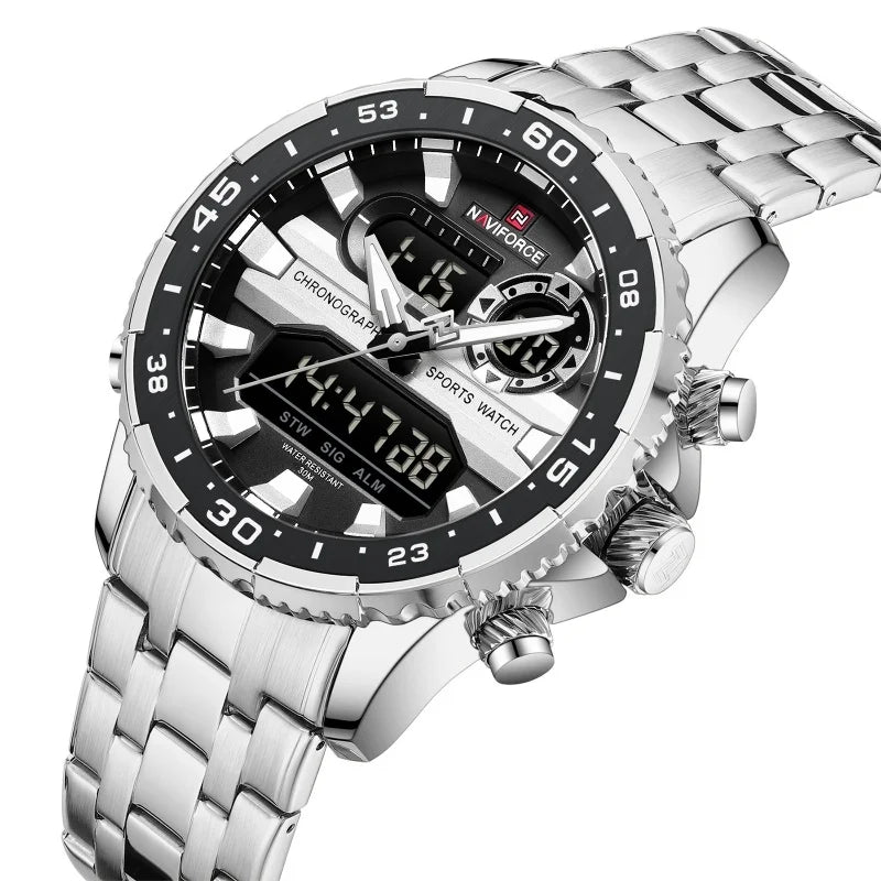 NAVIFORCE Fashion Brand Black Gold Men Watch Fashion Luxury Quartz Wrist Watches Sport Waterproof Stainless Steel Strap NF9234 - Kimlud