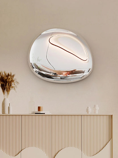Creative Imitation Stainless Steel Pebble Wall Water Droplet Decor Artwork Hotel Light Luxury Pendants Living Room Wall...