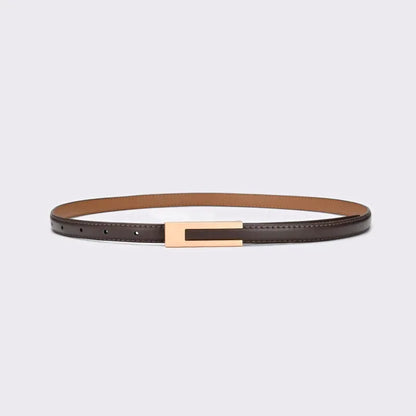Korean Fashionable PU Leather Thin Waist Strap Belt for Women Metal Accessories Basic Casual Porous Adjustable Fashion Belts