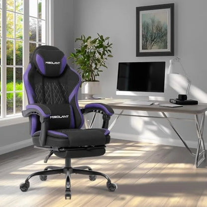 Gaming Chair Fabric Gamer Chair with footrest for Adults High Back Ergonomic Computer Game Chair with Adjustable Headrest and M