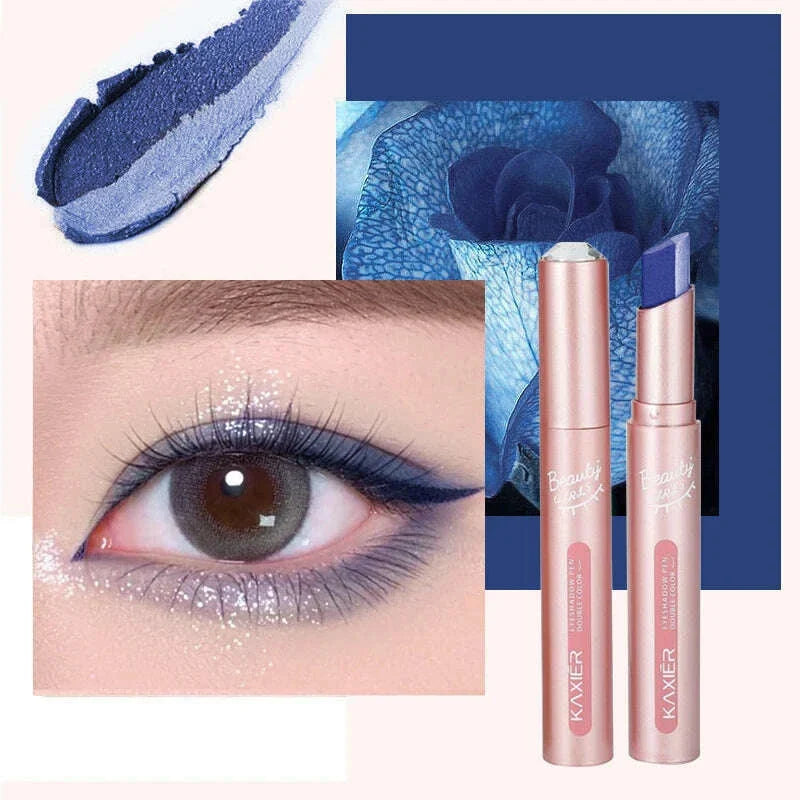 Waterproof Double Color Eye Shadow Stick - Gradient, Sweat-proof, and Smudge-proof Makeup Tool for Easy and Long-lasting