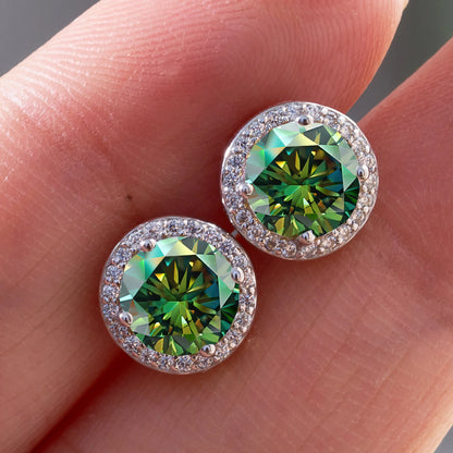 925 Sterling Silver 1 Carat Moissanite Round Earrings Engagement Wedding Daily Work Party Travel Luxurious Gift For Women