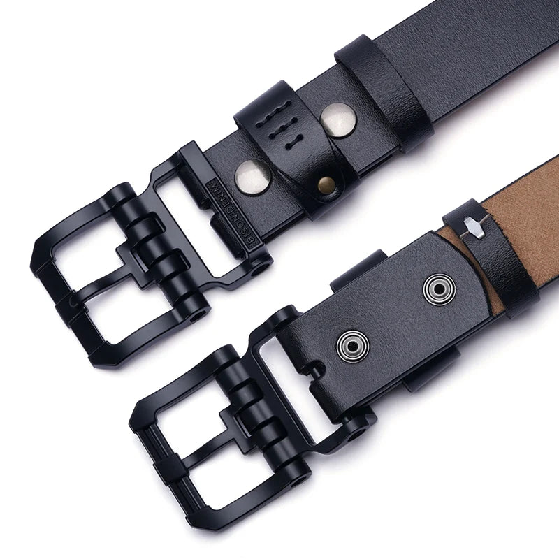 BISON DENIM Belts for Men Pin Buckle Cowhide Belt with High Quality Vintage Strap Casual All-Match Outfits Men's Jeans Belt - Kimlud