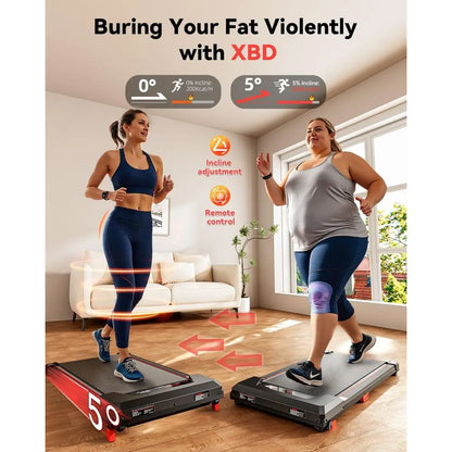 Compact Desk Treadmill with Incline, 2.5HP Quiet Portable Treadmill for Home/Office, 330 lbs Capacity, Remote & LED Display