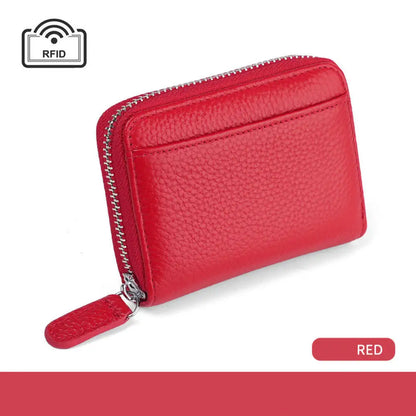Credit Card Holder Wallet Rfid Blocking Slim Genuine Leather Organizer Zipper Pocket Id Card Pouch Case Purse With 20 Card Slots