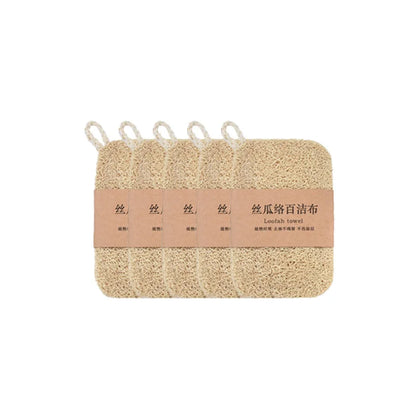 Natural Loofah Sponge Scrubber Plant Fiber Dish Washing Pad Oil Stain Remover Reusable Kitchen Cleaner with Rope Handle Cleaning