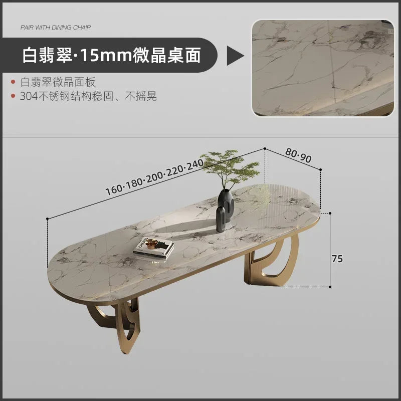 luxury Kitcjen Dining Table Set 6 People Desk legs metal Marble Dining Table Coffee Multifunctional mesa comedor home...
