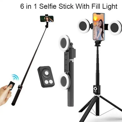 67Inch Height Selfie Stick Tripod With Light And Wireless Remote Portable Phone Tripod For Travel Cell Phone Holder Mount Pink
